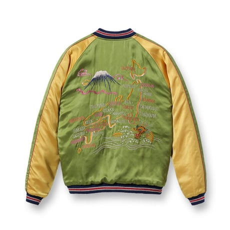 港商スカジャン  Early 1950s Style Acetate × Quilt Souvenir Jacket “JAPAN MAP” × “TIGER PRINT”