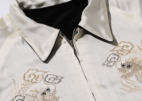 港商スカジャン  Velveteen × Acetate Souvenir Jacket “KOSHO & CO.” Special Edition “SKULL” × “WHITE EAGLE”