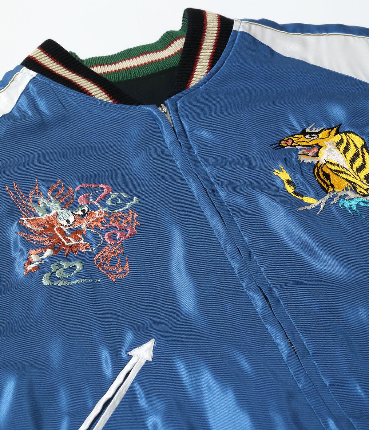 日本地図刺繍スカジャン 青金色 テーラー東洋スカジャン ACETATE SOUVENIR JACKET “JAPAN MAP