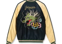 刺繍スカジャン 日本の地図と虎 JKSJ-002 日本地図と虎 刺繡リバーシブルスカジャン ブラック S