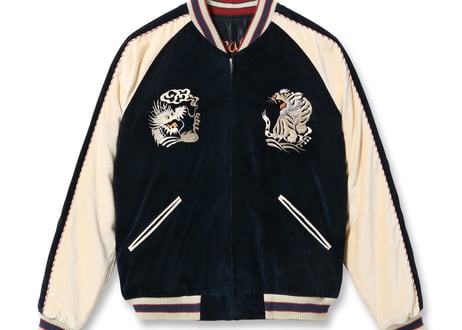 初復刻 べっちん テーラー東洋スカジャン 別珍中綿無Velveteen (Two-tone) × Acetate Souvenir Jacket “WHITE DRAGON” × “EAGLE”
