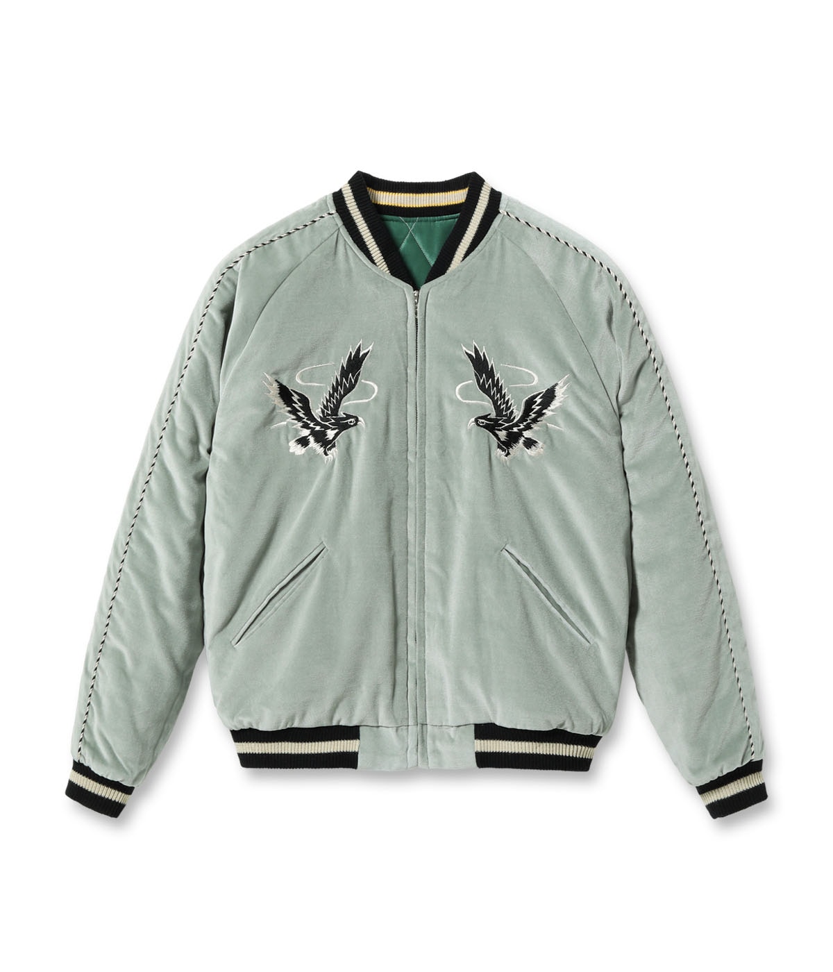 テーラー東洋リバーシブルベロアスカジャン緑グリーン刺繍別珍 テーラー東洋スカジャン 別珍 Velveteen Souvenir Jacket “BLACK