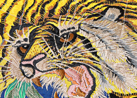 港商スカジャン  Early 1950s Style Acetate × Quilt Souvenir Jacket “JAPAN MAP” × “TIGER PRINT”