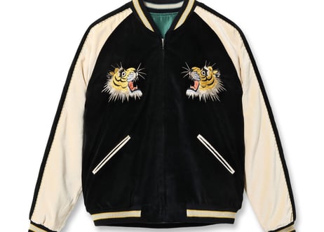 初復刻 べっちん テーラー東洋スカジャン 別珍中綿無Velveteen (Two-tone)×Acetate Souvenir Jacket “TIGER HEAD” × “GOLD DRAGON”