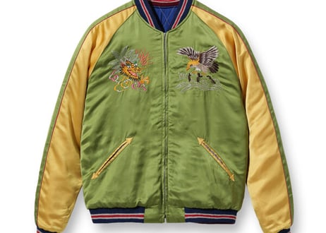 港商スカジャン  Early 1950s Style Acetate × Quilt Souvenir Jacket “JAPAN MAP” × “TIGER PRINT”
