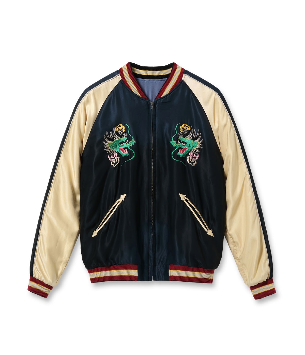 テーラー東洋　スカジャン　緑　赤　龍 テーラー東洋スカジャン Acetate Souvenir Jacket“GREEN DRAGO
