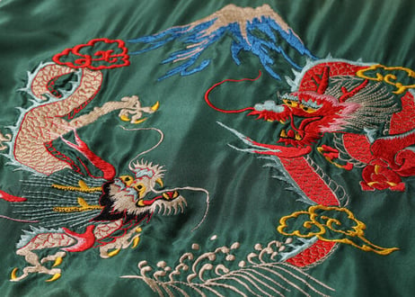 テーラー東洋スカジャン Acetate Souvenir Jacket“DUELLING DRAGONS” × “U.S.S. PRINCETON” (AGING MODEL)