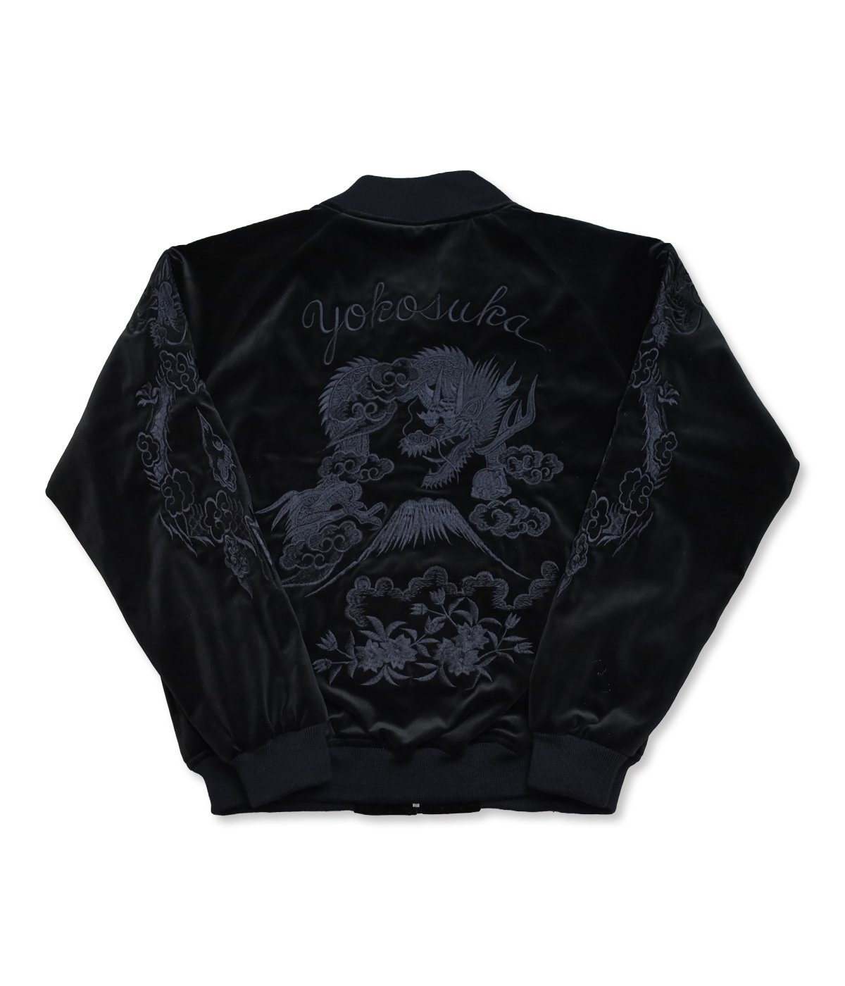 10月下旬【別珍黒刺繍】三笠謹製 オリジナル別珍スカジャン 花龍 綿無