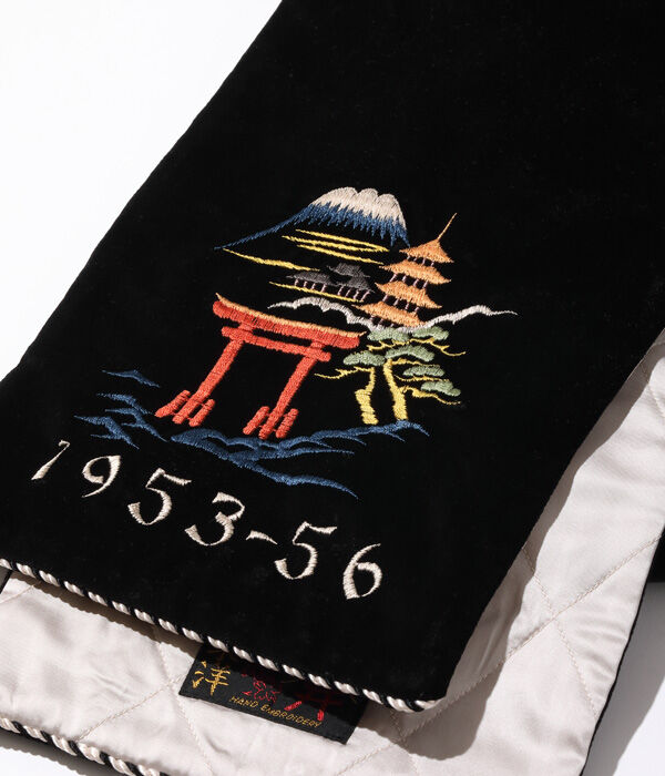 テーラー東洋 スカジャン柄別珍マフラー VELVETEEN WINTER SCARF “TIG