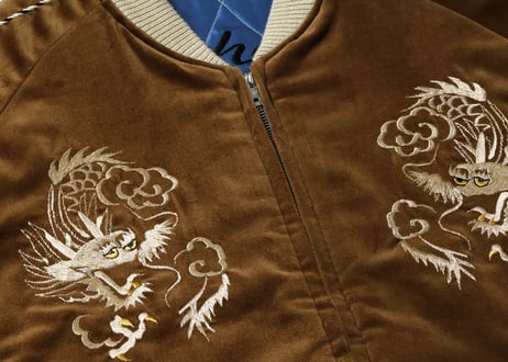 テーラー東洋スカジャン 別珍(べっちん) Velveteen Souvenir Jacket “WHITE DRAGON” × “BLACK EAGLE”