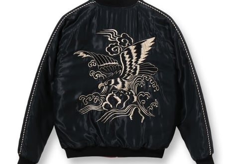 テーラー東洋スカジャン  Acetate Quilted Souvenir Jacket  “BLACK EAGLE” × “LANDSCAPE”