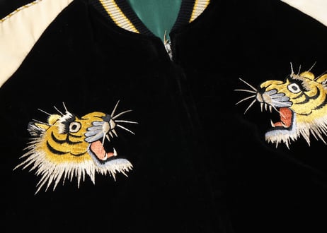 初復刻 べっちん テーラー東洋スカジャン 別珍中綿無Velveteen (Two-tone)×Acetate Souvenir Jacket “TIGER HEAD” × “GOLD DRAGON”