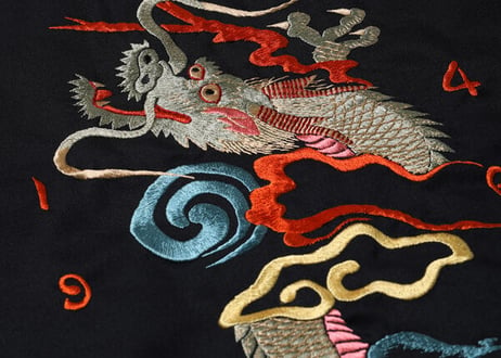 港商スカジャン  Mid 1940s Style Wool Gabardine × Acetate Souvenir Jacket  “YOKOSUKA DRAGON” × “JAPAN MAP”