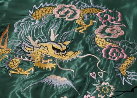 テーラー東洋スカジャン  ACETATE SOUVENIR JACKET “BLACK TIGER” × “GOLD DRAGON”　辰 龍