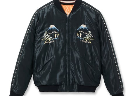 テーラー東洋スカジャン キルティング Acetate Quilted Souvenir Jacket“WHITE TIGER” × “LANDSCAPE”
