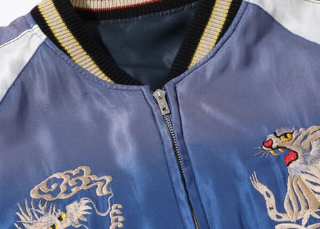 テーラー東洋スカジャン Acetate Souvenir Jacket “BLACK EAGLE” × “WHITE DRAGON” (AGING MODEL)