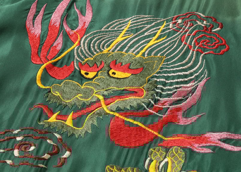 テーラー東洋 スカジャン XLサイズ 緑色 ドラゴン刺繍 ブラック テーラー東洋 スカジャン XLサイズ 緑色 ドラゴン刺繍 ブラック