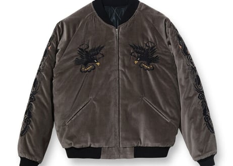 テーラー東洋スカジャン 別珍 Velveteen Souvenir Jacket “BLACK EAGLE” × “JAPAN MAP”