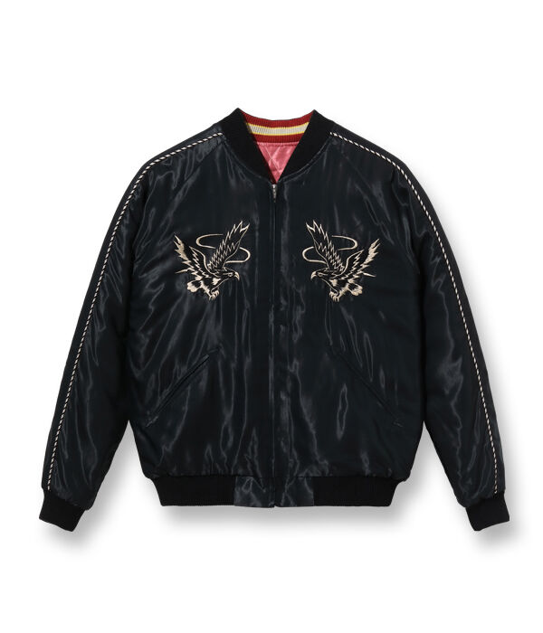 テーラー東洋スカジャン Acetate Quilted Souvenir Jacket “BLACK EAGLE” × “LANDSCAPE”