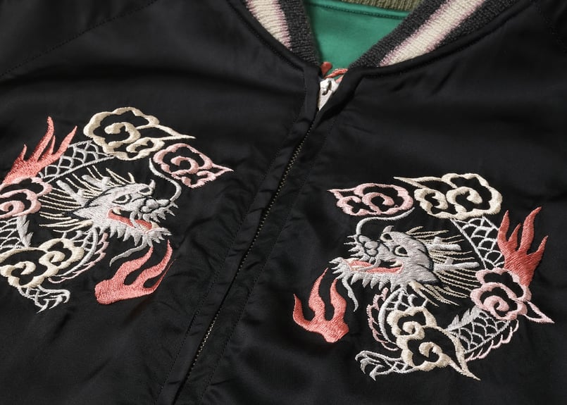 DRAGON TTY スカジャン 虎　両面使用可能 日本スタイル 限定販 y2k スカ刺繍ロングTシャツ「TIGER」 テーラー東洋 TT69471 和柄