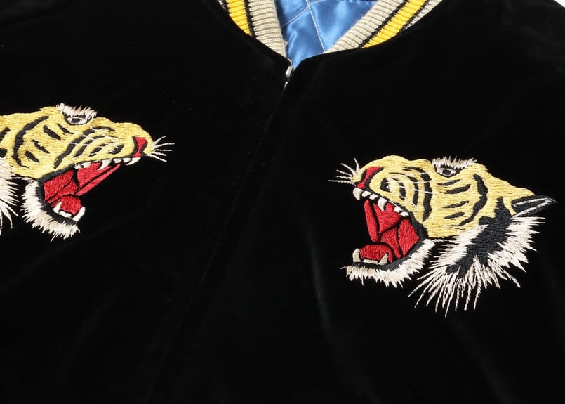 テーラー東洋スカジャン「White Eagle×Tiger head」別珍×サテン