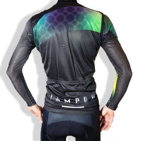 [ Men ] Swaying geometric rainbow ブラック×グラデーションカラー