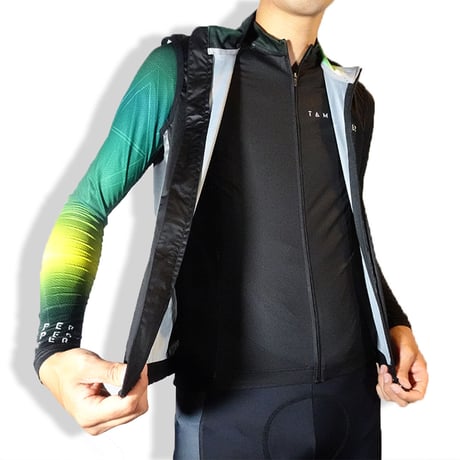 [ Men ] Swaying geometric rainbow ブラック×グラデーションカラー