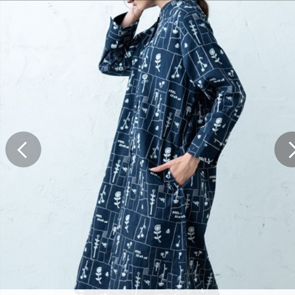 イマゴの不揃い四角とお花柄刺繍シャツワンピース | 小小松