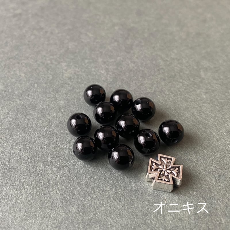 天然石8種類＊クロスのロザリオブレスレット | 長崎編みロザリオ HANA