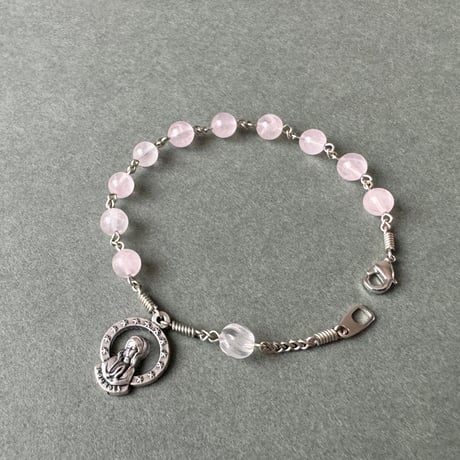 ＊ルルドのマリア様＊ローズクォーツのロザリオブレスレット