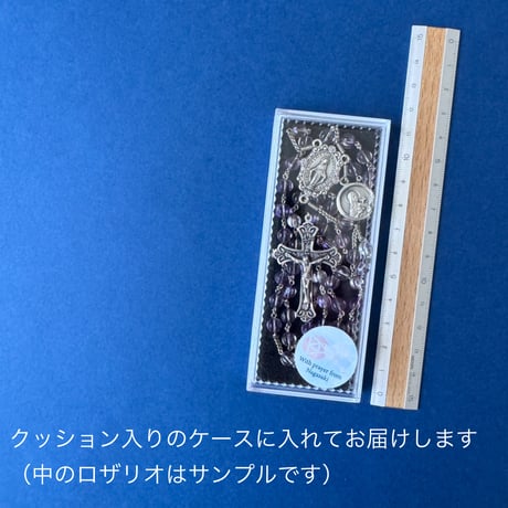 ＊葡萄のクロスとMモチーフの不思議のメダイ＊ホワイトムーンストーンの5連ロザリオ