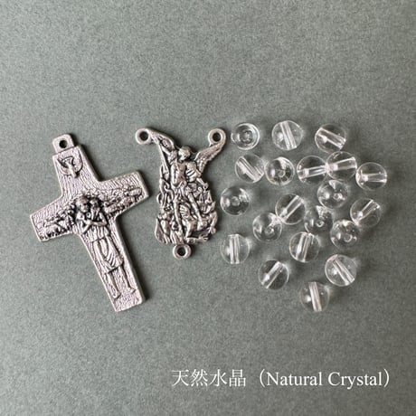 ＊大天使ミカエルと教皇フランシスコの5連ロザリオ（天然石4種類）