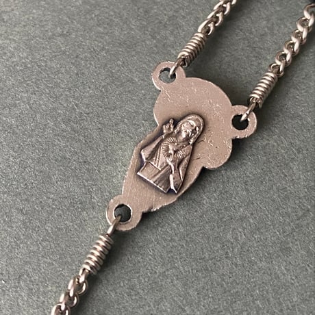 ＊聖母子のメダイ＊黒曜石の5連ロザリオ