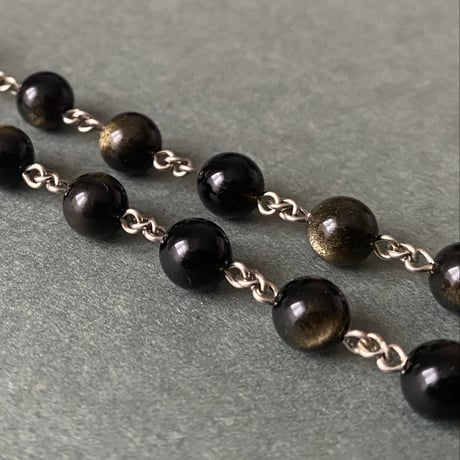 ＊聖母子のメダイ＊黒曜石の5連ロザリオ