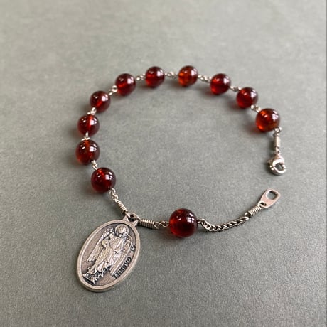 ＊展示＊大天使ガブリエル＊グロシュラーガーネットのロザリオブレスレット