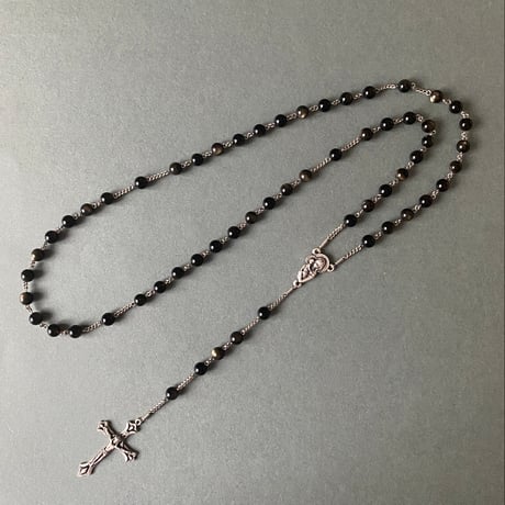 ＊聖母子のメダイ＊黒曜石の5連ロザリオ