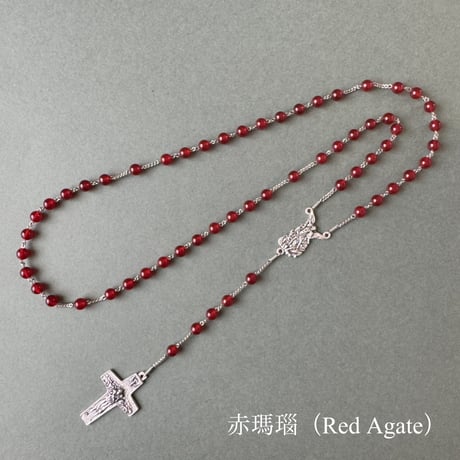 ＊大天使ミカエルと教皇フランシスコの5連ロザリオ（天然石4種類）