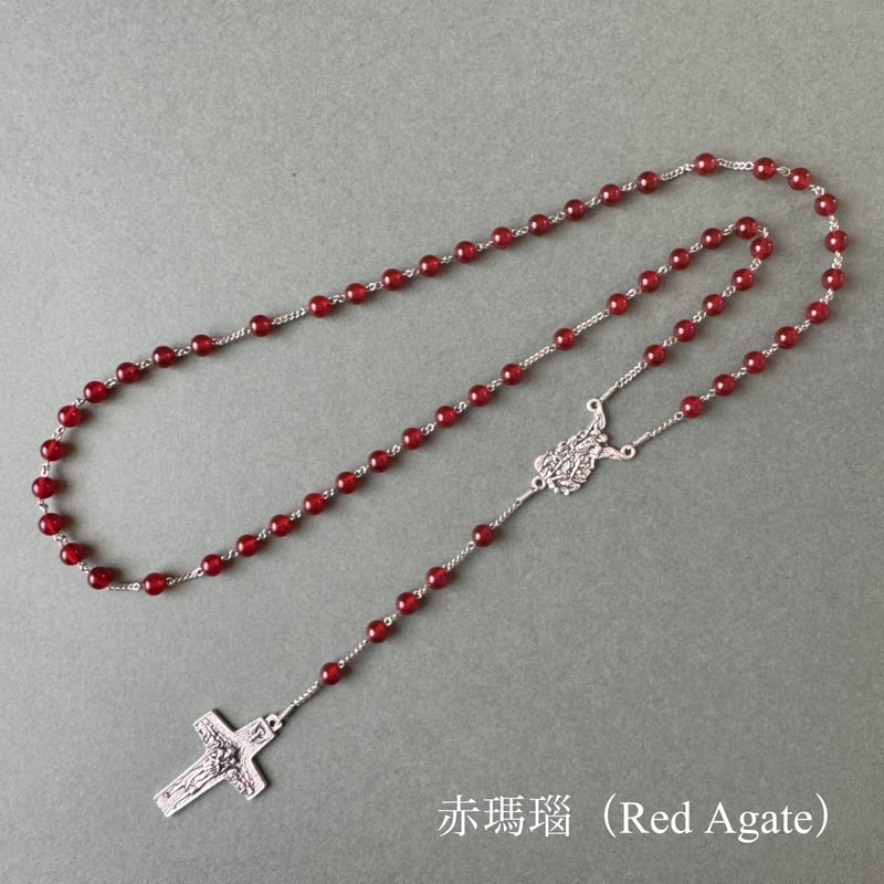 天然石7種類＊大天使ミカエルと教皇フランシスコのロザリオ | 長崎編み