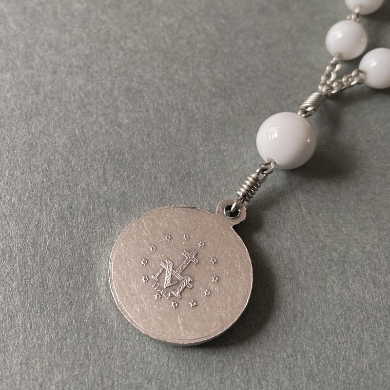 ロザリオネックレス オニキス 手編みロザリオ 長崎編み