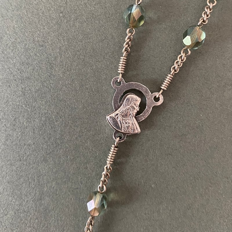 カリスとホスチアのクロス＊チェコガラスの1連ロザリオ＊ライト