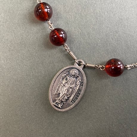 ＊展示＊大天使ガブリエル＊グロシュラーガーネットのロザリオブレスレット