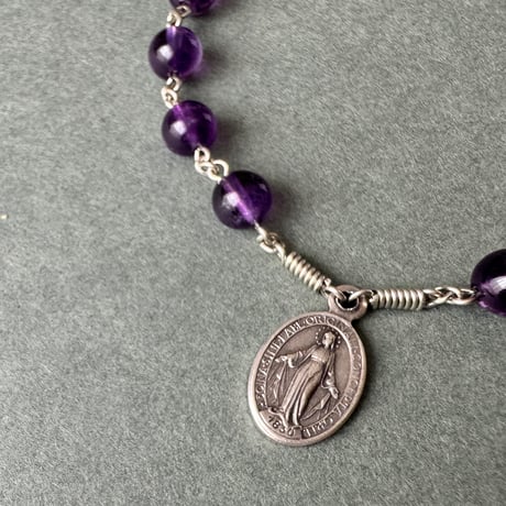 ＊不思議のメダイ＊アメジストのロザリオブレスレット