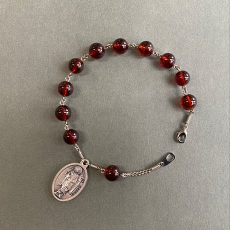 ＊展示＊大天使ガブリエル＊グロシュラーガーネットのロザリオブレスレット