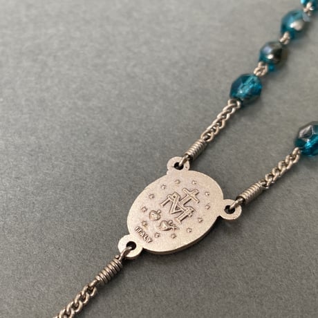 ＊不思議のメダイ＊チェコガラスのロザリオ＊アクアマリン・ヴァレンチニット