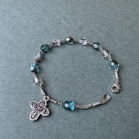 ＊クロスまたは不思議のメダイ＊チェコガラスのロザリオブレスレット