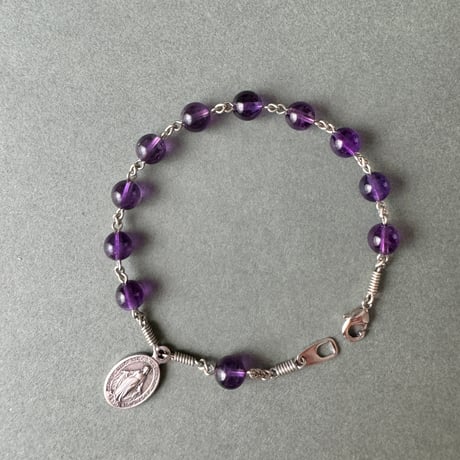 ＊不思議のメダイ＊アメジストのロザリオブレスレット
