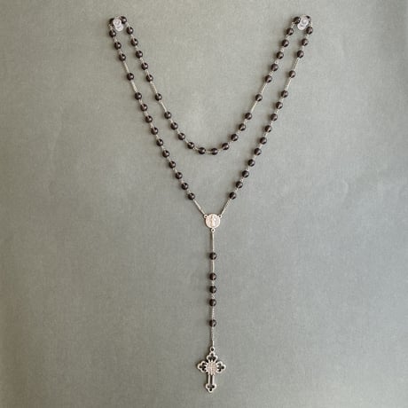 ＊聖ベネディクト＊スモーキークォーツの5連ロザリオ