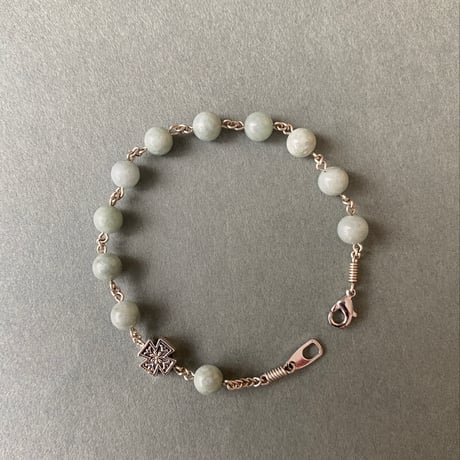 ＊お花模様のクロス＊ロザリオブレスレット（天然石8種類）