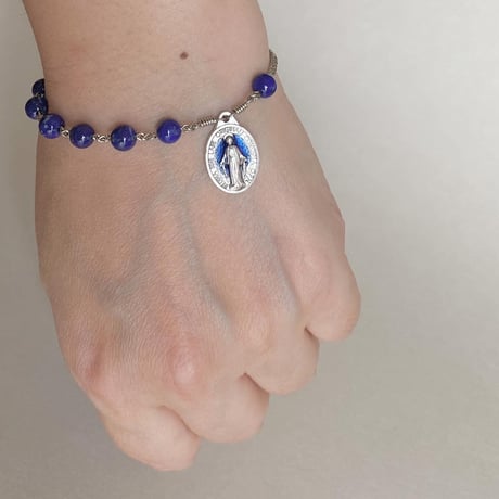 ＊ラピスラズリのロザリオブレスレット（メダイ4種類）
