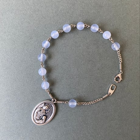 ＊展示＊お告げのメダイ＊パープルカルセドニーのロザリオブレスレット